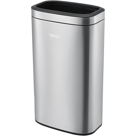 Global Industrial 8 Gallon Stainless Steel Slim Open Top Receptacle