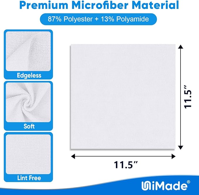 Shop Towel Rag, 200 Pack Reusable Rags Bulk Microfiber Cleaning Cloth Lint Free Towels for Car Kitchen Automotive Bar Mechanic Restaurant Garage, 11.5"x 11.5", White