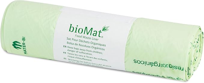 bioMat 35 Gallon Compostable Trash Bags for Lining Compost Bins, 10 Count, Biodegradable Trash Bags for Compost Bin, BPI ASTM D6400 and CMA Certified, Keep your Bin Clean
