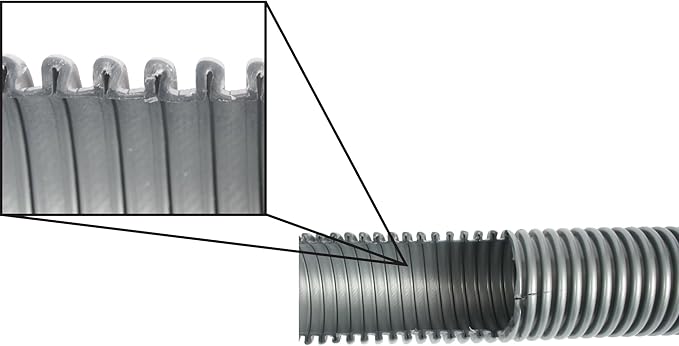 Cen-Tec Systems 20 Ft. Premium Shop Vacuum Extension Hose with 2 tank adapters and 1.25" curved end, Silver