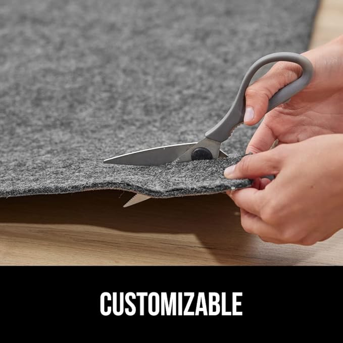 GORILLA GRIP Felt and Natural Rubber Stay in Place Slip Resistant Rug Pad, 1/4in Thick, 6x9 FT Protective Padding Under Area Rugs, Cushioned Gripper Pads, Carpet Runners, Hardwood Floors Protection