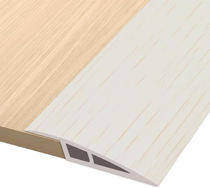 Vinyl Door Threshold Flooring Transition Strip Self Adhesive Carpet Edging Strip for Laminate Doorway Edge Threshold from 2/5" to 3/5" (Beige Wood Grain, 3.3 Ft)