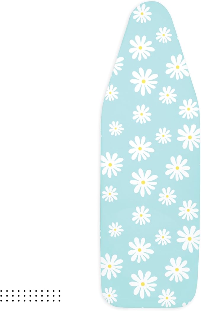 Encasa XO Ironing Board Cover and Pad 54"x15" - Thick 3mm Felt Padding, Drawstring Tightening & Lock, Easy Fit, Scorch & Stain Resistant, Fits Standard Large Ironing Board - Daisy Blue