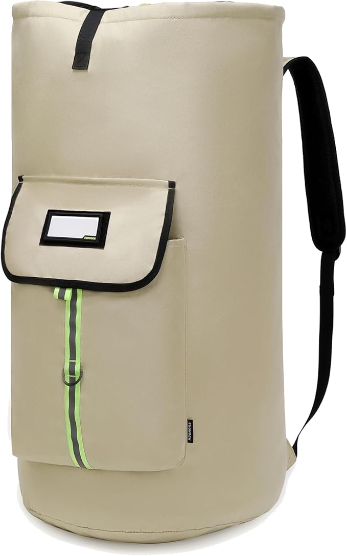 laundry bag backpack,extra-large heavy duty laundry bags,laundry backpack for college students,drawstring closure (Khaki laundry bag)