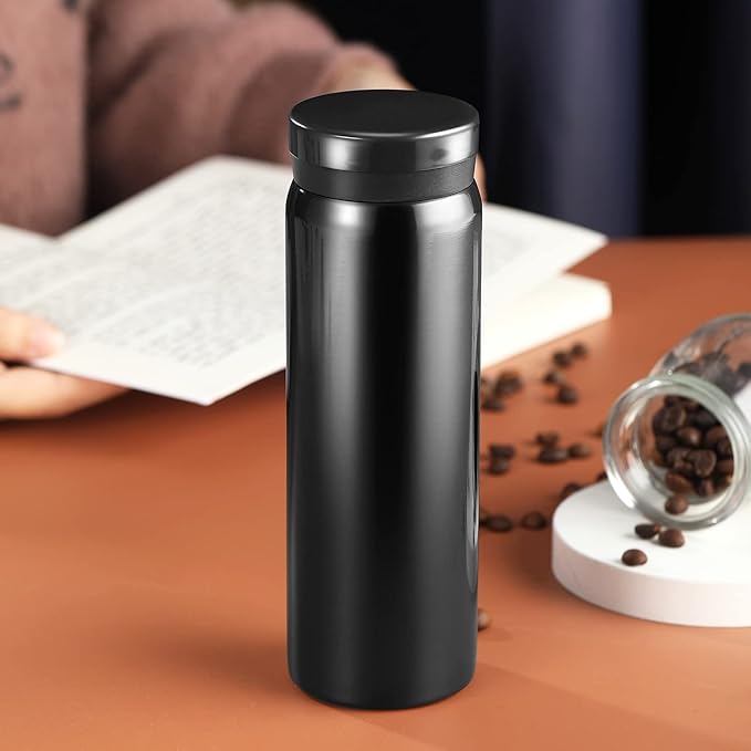 Mini Thermos Cute Water Bottle - 7 oz Tiny Insulated Vacuum 18/10 Stainless Steel Small Flask - Leak Proof & Spill Proof & Keeps Cold and Hot for Drink, Coffee, Tea - Black
