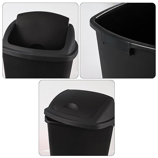 18 Gallon 4-Pack Large Garbage Can with Swing Lid, Commercial Plastic Swing Top Trash Bins, Black