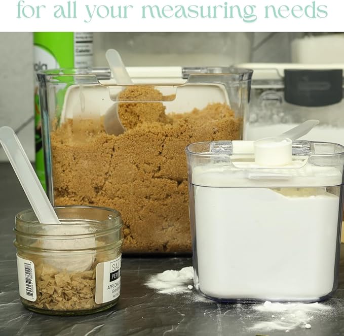 4 Pack – 2 Tablespoon Plastic Measuring Scoop – 1/8 cup / 29.6cc / 29.6 ml / 1 oz. – for Protein, Powders, Coffee, Milk Powder, Laundry Soap