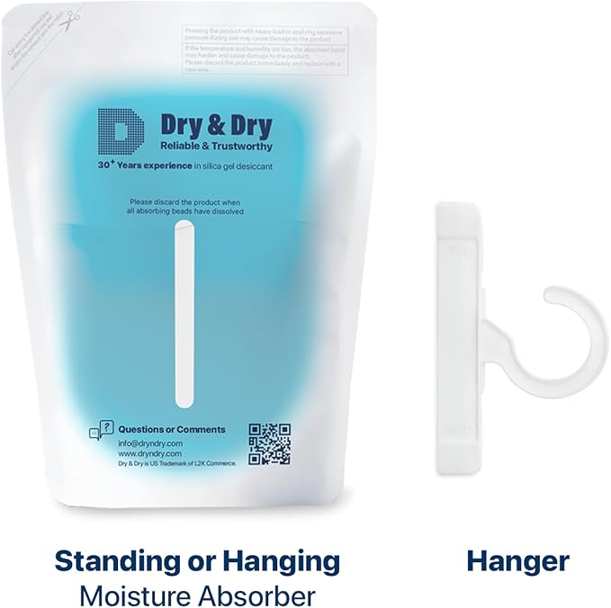 Dry & Dry 12 Packs Hybrid Moisture Absorbers & Musty Odor Eliminator Dehumidifier to Control Excess Moisture for Basements, Closets, Bathrooms, Laundry Rooms. Moisture Absorbers