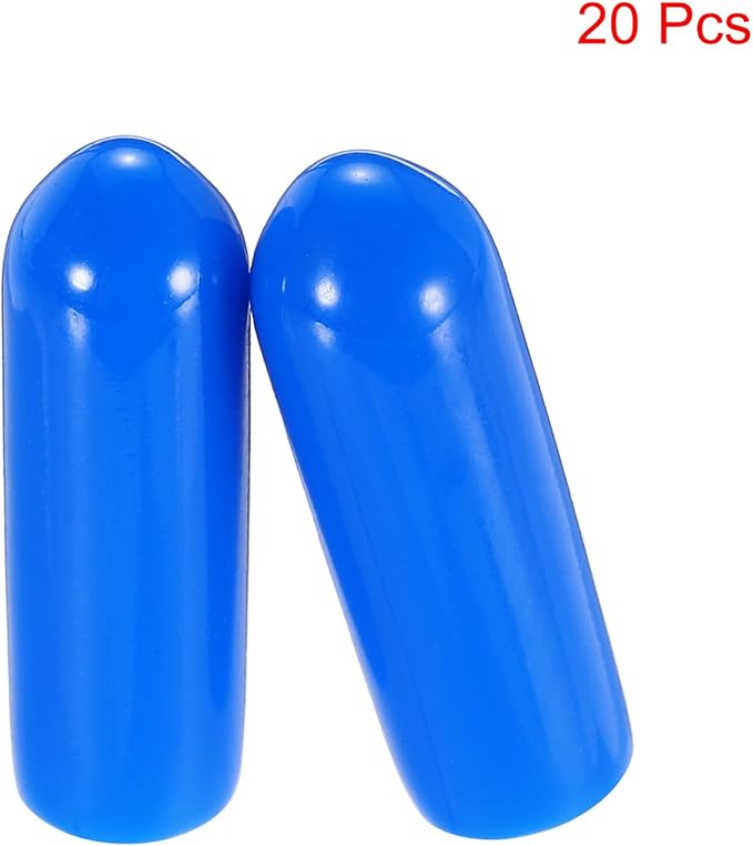 uxcell 20pcs Rubber End Caps 4mm(0.2") ID Vinyl PVC Round Tube Bolt Cap Cover Screw Thread Protectors,Blue