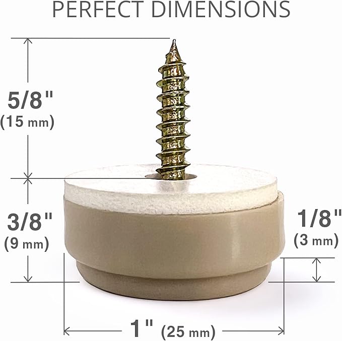Chair Glides X-PROTECTOR – 8 PCS 1" Furniture Glides – Screw-On Chair Sliders – Premium Chair Leg Floor Protectors – Slide Furniture Effortlessly on All Floor Types with Small Furniture Sliders!