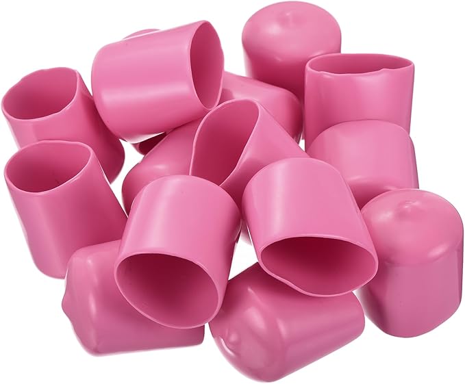 uxcell 20pcs Rubber End Caps 23mm ID Vinyl PVC Round Tube Bolt Cap Cover Screw Thread Protectors Pink