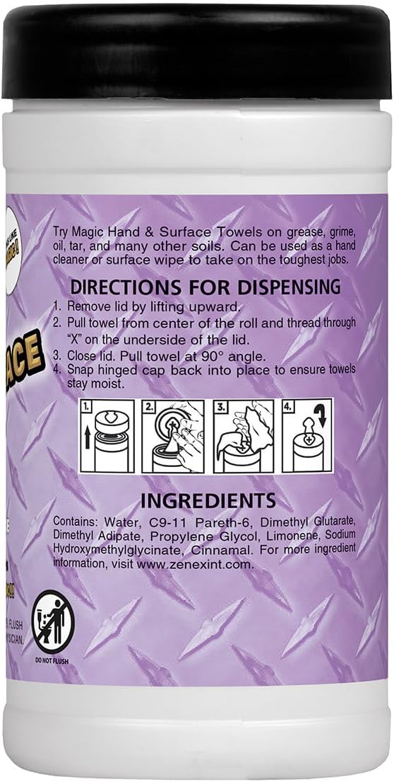Magic Heavy Duty Cleaning Wipes - Single Sided Hand & Surface Shop Towels | Professional-grade Cleaning | Waterless | Moisturizing | Cleans Grease, Oil, Dirt, & more (3 Pack | 75 Sheets Total)