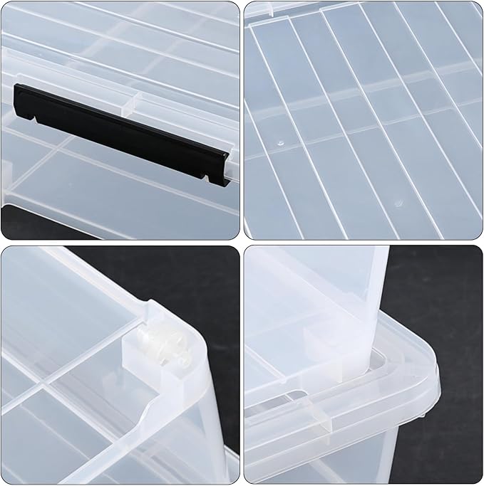 40 Quart Under Bed Plastic Storage Bins with Wheels, 3 Packs Clear Large Storage Container Box with Lids