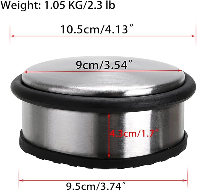 Sumnacon Heavy Duty Floor Door Stopper No Drill, Durability Stainless Steel Door Stops with Anti-Skid Rubber - Contemporary Decorative Safety Door Wedge for Home Office Commercial Industrial, Silver
