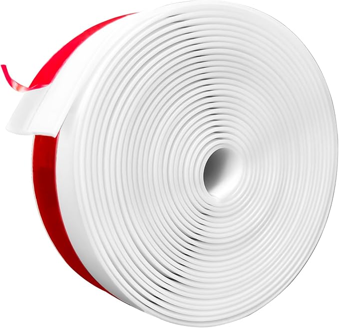Silicone Weather Stripping, 3 inch (W) x 20 Ft (L) Door Draft Stopper, Windows Seal Strip for Gaps of Door and Windows, Garage Door Under Bottom, Sealing Tape Shower Doors Sweep, White