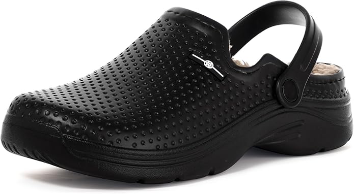 Womens Mens Fur Lined Clogs Waterproof Garden Shoes Winter Warm Fleece Lining Fuzzy House Home Slippers Indoor Outdoor Mules