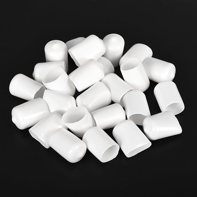 uxcell 20pcs Rubber End Caps 14mm(9/16") ID Vinyl Round End Cap Cover Screw Thread Protectors White