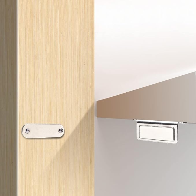 Mousike Double Magnetic Door Catch，60lb Stainless Steel Cabinet Door Magnets with Strong Magnetic for Kitchen Cupboard Wardrobe Closet Cabinet Door Drawer Latch (20Pack)