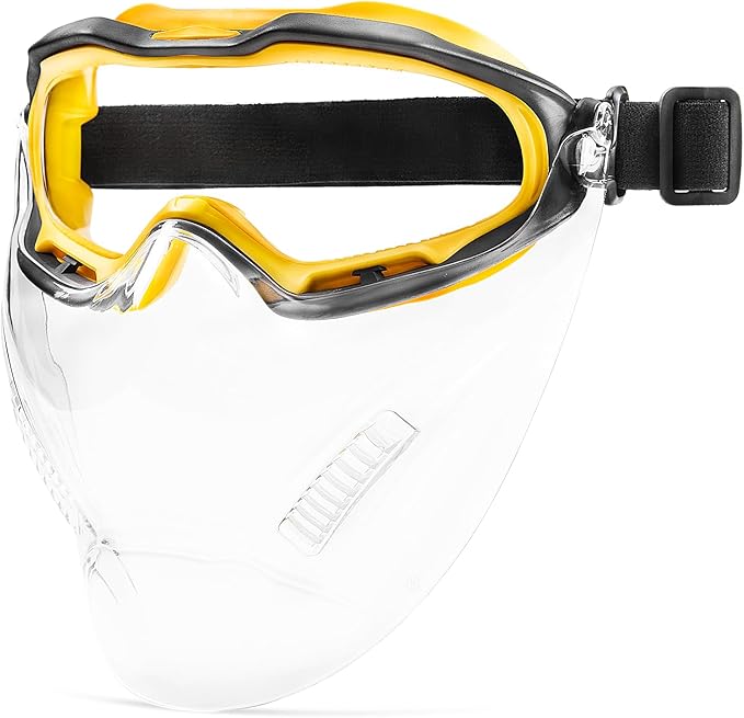 COOLJOB Safety Goggles Over Glasses with Anti-Fog Clear Lens, ANSI Z87.1 Impact Resistance and UV Proof, Adjustable Headband