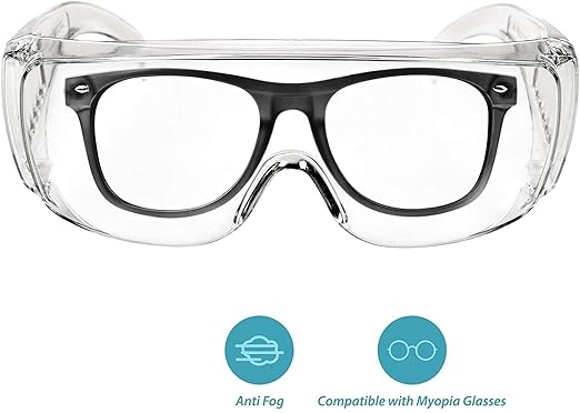 Safety Anti Fog Goggles 3-Pack - Over Eyeglasses, Dust/Chemical Splash Proof | ANSI Z87.1 Certified Wrap-Around Eye Protection for Lab, Construction, Nurses | Scratch Resistant, Unisex Fit