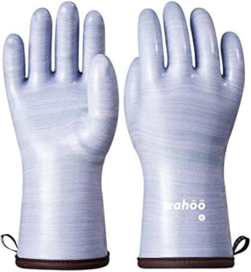 Wahoo Liquid Silicone Smoker Oven Gloves, Food-Contact Grade, Heat Resistant Gloves for Cooking, Grilling, Baking, Purple, XL/10