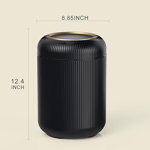 Motion Sensor Bathroom Trash Can with Lid, 3 Gallon / 11L Automatic Bathroom Garbage Can, Smart Black Garbage Can, Touchless Trash Bin, Small Waste Basket for Bedroom, Kitchen, Apartment,Office