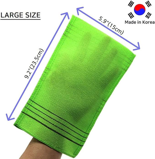 Korean Exfoliating Mitt, Large Size, 5 Colors, Back and Body Exfoliating Washcloth for Removing Dry, Reusable (Yellow, 10)