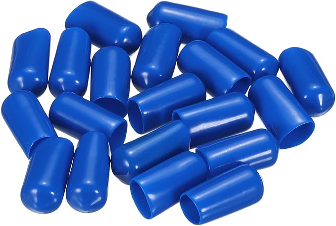 uxcell 20pcs Rubber End Caps 9.5mm ID Vinyl PVC Round Tube Bolt Cap Cover Screw Thread Protectors Blue