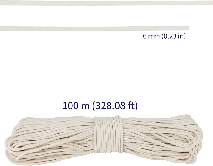 SOUJAP 328 Feet Cotton Clothesline Rope, 1/4 Inch White Cotton Clothesline Rope for DIY Decoration, Tie Down