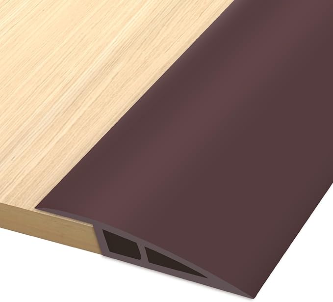 Vinyl Door Threshold Flooring Transition Strip Self Adhesive Carpet Edging Strip for Laminate Doorway Edge Threshold from 3/5" to 4/5" (Coffee, 10 Ft)
