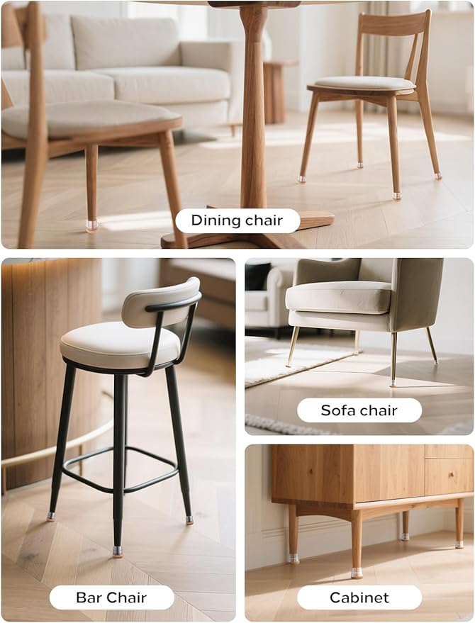 24-Pack Silicone Chair Leg Floor Protectors for Hardwood Floors -Felt Furniture Pads, Rubber Chair Leg Covers/Caps - Noise Reducing & Scratch-Proof - Round Small (Fits 14/16"-15/16" / 21-25mm), Clear