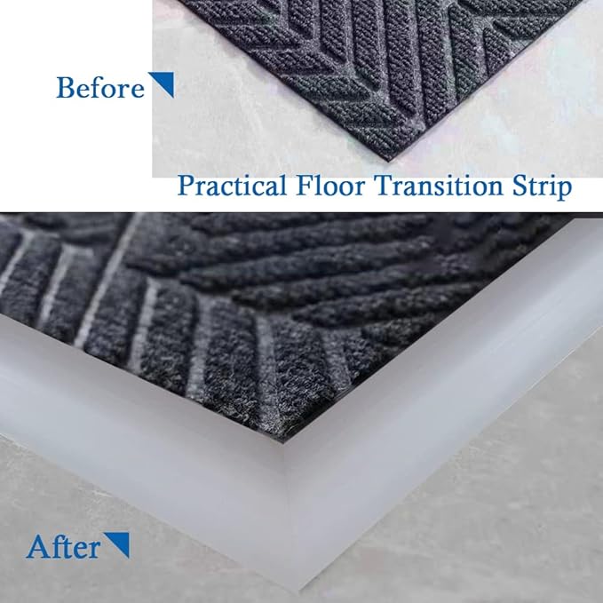 Floor Transition Strip Self Adhesive Carpet & Flooring Transitions Edging Trim Strip PVC Threshold Transitions Suitable for Threshold Height Less Than 5mm (20Ft, Gray)