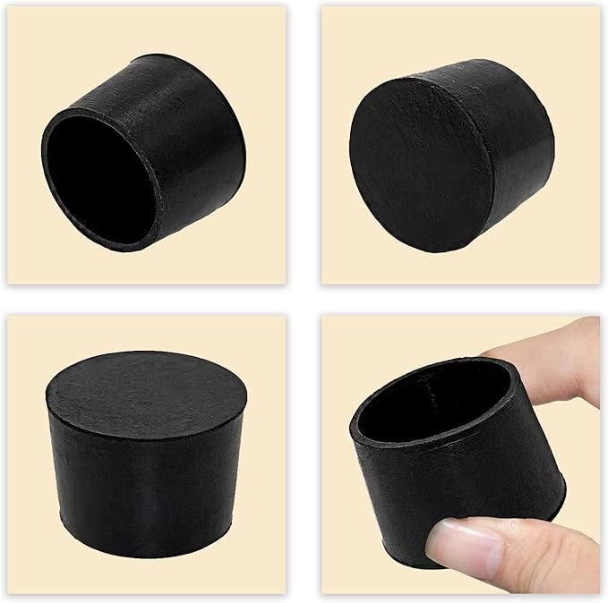 Flyshop Furniture Table Covers Non-Slip Heavy Duty Rubber Leg Tips Chair Leg Caps Floor Protectors Round Black 4PCS Size 38mm, 1-1/2"