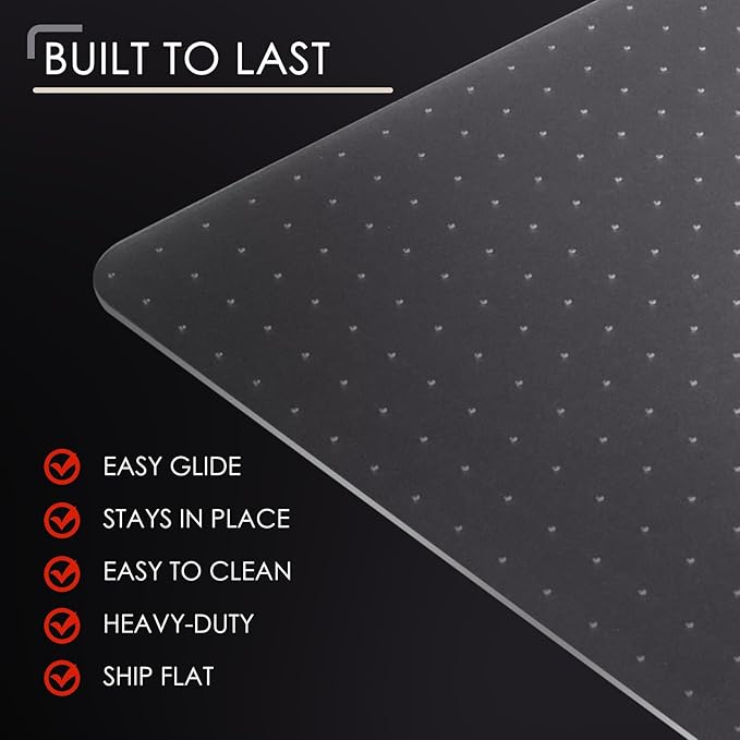Kuyal Office Chair Mat for Carpet, 32x48 Clear Heavy Duty Computer Chair Mat, Under Desk Protector Carpeted Floors Mat, Easy Chair Movement,Ship Flat