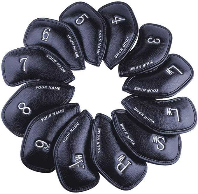 CRAFTSMAN GOLF 12pcs or 1pc Thick Synthetic Leather Golf Iron Head Covers Set Headcover Fit All Brands Callaway Ping Taylormade Cobra Etc. Also Custom Name