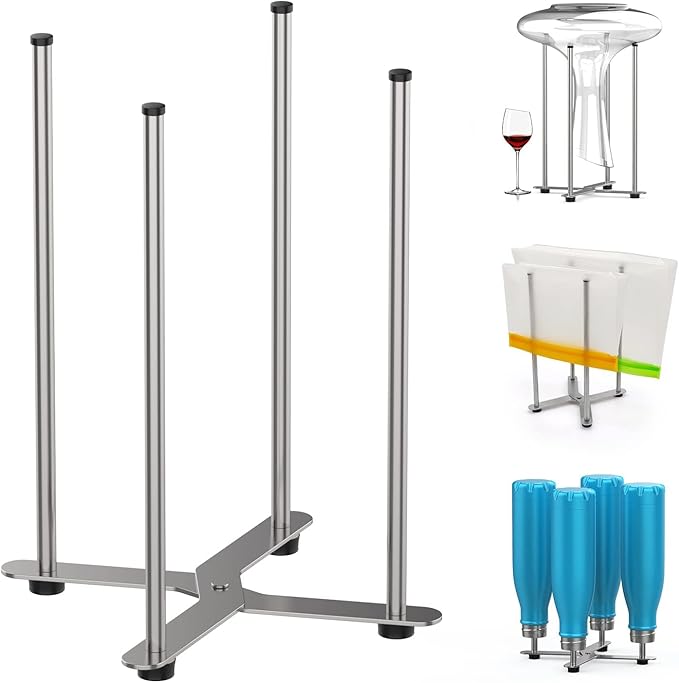 Plastic Bag & Bottle Drying Rack, Multifunctional Wine Decanter Holder, Collapsible Countertop Stand