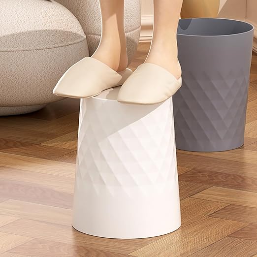 2 Pack Small Trash Can 1.8 Gallon Bathroom Garbage Can Waste Basket Recycling Bin for Dorms Bedrooms Offices Kitchens, White