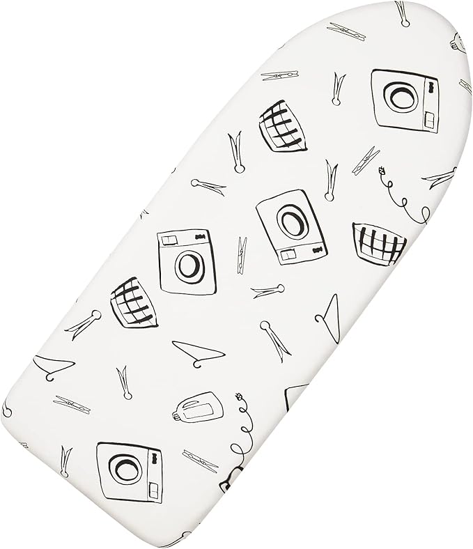 Table Top Ironing Board Cover 12 x 32 inch, 3 Layers Small Iron Board Cover, Heat Reflective Thick Padding with Elasticized Edges (White)