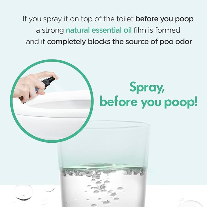 Pre-Poop Aromatic Bathroom Toilet Spray, Potty Deodorizer, Neutralize Bad Odors - Soft Cotton & Baby Powder Scent (1.69 fl.oz. 2 Pack)