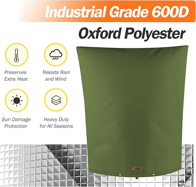 TOHONFOO Backflow Preventer Pipe Insulation Cover (5°F) - Irrigation Sprinkler Valve Insulated Pouch - Water Well Pump Cover - Sturdy 5 Layers for Winter Freeze Protection, 28" W x 36" H, Green