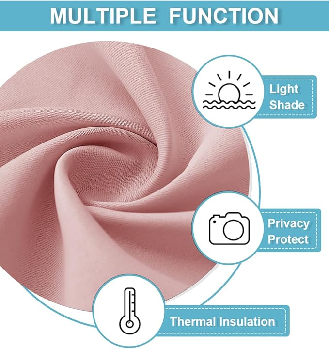 RYB HOME Small Curtains Blackout - Privacy Energy Efficiency Mini Curtains for Kids Bedroom RV Camper Windows Trailer Bathroom Kitchen Cabinet Window Tiers, W 29 x L 24, Peach Blush, 2 Panels