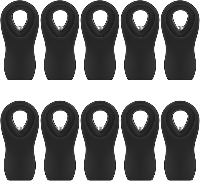Magnetic Chip Clips, 10 Pack Plastic Bag Clips with Magnet, Black Snack Clips for Food Storage and Refrigerator