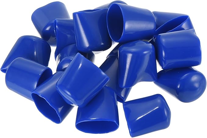 uxcell 20pcs Rubber End Caps 22mm ID Vinyl Round Tube Bolt Cap Cover Screw Thread Protectors Blue