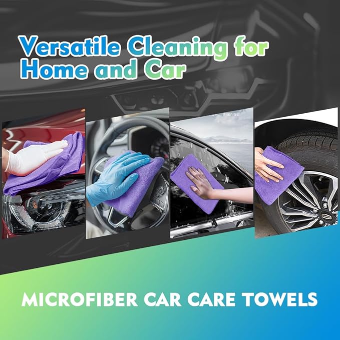 HOMEXCEL Microfiber Cleaning Cloth 12 Pack 12.5 x 12.5 Inch Microfiber Towels for Cars Ultra Absorbent Cleaning Rags Lint Free Cleaning Towels for Household Kitchen, Window Car Purple
