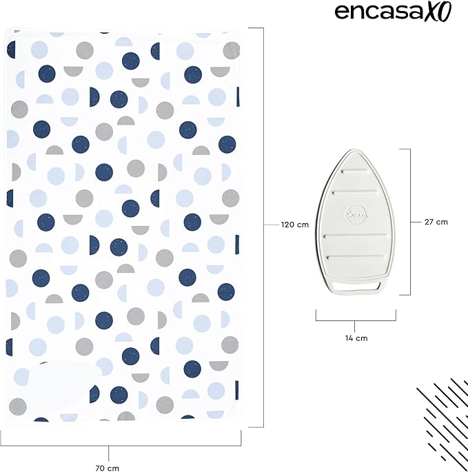 Encasa XO Ironing Mat/Pad (Large 48"x28") with 3mm Padding & Silicone Iron Rest for Steam Pressing on Tabletop or Bed - Heat Resistant, Portable, Quilting & Travel Blanket - Blue Moon