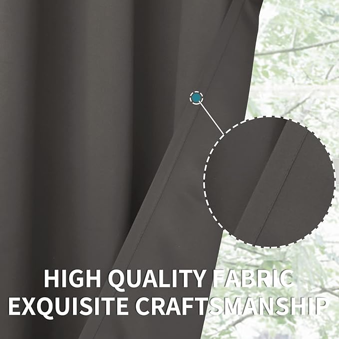 BGment Short Blackout Curtains 40 Inches Length - Rod Pocket Thermal Insulated Room Darkening Window Drapes for Kitchen Bedroom Bathroom, Grey, 2 Panels, 42 x 40 Inch