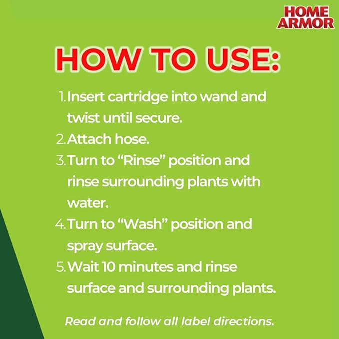 Home Armor Power Clean Wand, Outdoor Cleaning System, Blasts Away Stains from Mold, Mildew, Algae, Dirt and Grime for Visible Results in Seconds, No Scrubbing Required, Reusable