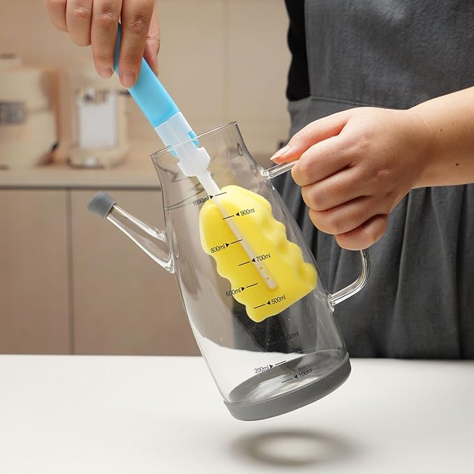 Large Glass Oil Dispenser Bottle for Kitchen Cooking Recipiente Para Aceite De Cocina Olive Oil Vinegar Dispenser Cruet Stainless Steel Lid No Drip Liquid Container (Clear, 27oz / 800ml)