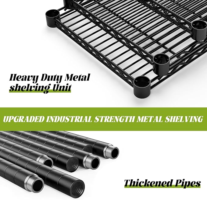 Storage Shelves, 3 PCS 48" L x 20" W x 72" H Heavy Duty Garage Wire Shelving Unit Loads 2000LBS, 5-Tier Adjustable Metal Industrial Utility Shelf Rack for Kitchen, Laundry Room, Basement