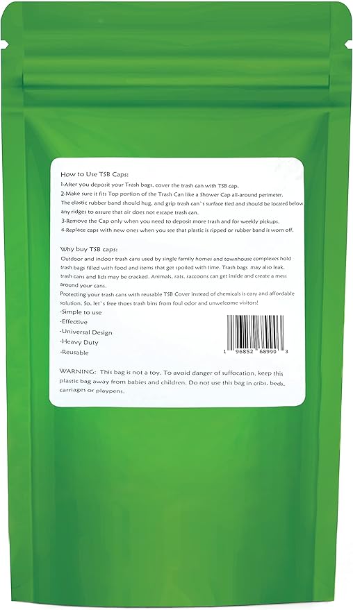32 Gallon Trash Can Cover Odor Eliminating Bag with Elastic Band Lemon Scented Durable Chemical Free 1 Cover